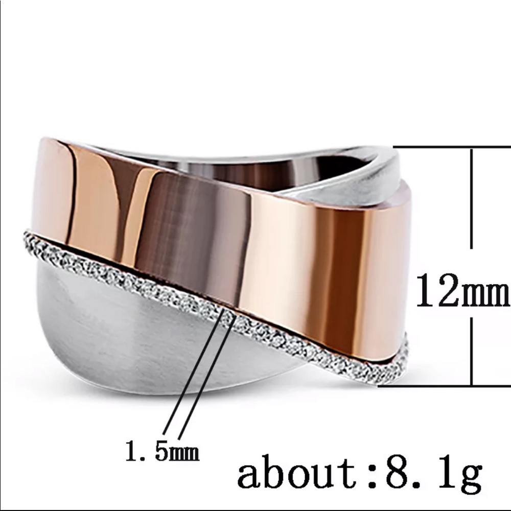 New Women’s 925 Silver Rose Gold Diamond Ring - Picture 4 of 4